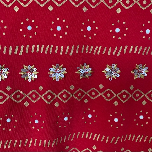 •Crown & Ivy Kids• Girl's Red Long Sleeve Sequin Embellished Top - Size Large - Picture 3 of 9